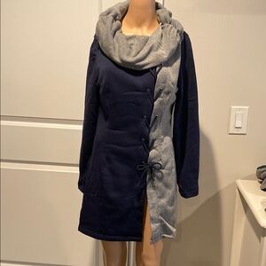 MISSLOOK Navy and Gray Tunic Top